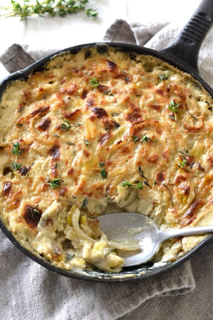 Cashew Cauliflower And Leek Gratin
