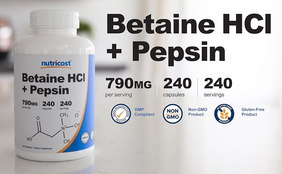 Nutricost Betaine HCI + Pepsin