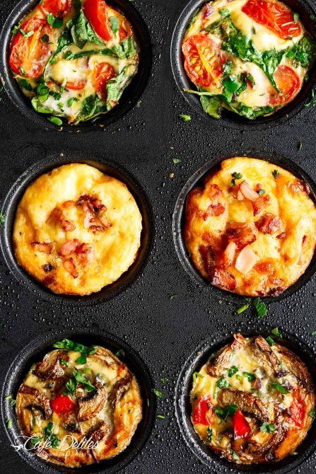 Air-Fryer Bacon-Broccoli Quiche Cups