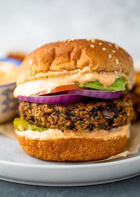 Air-Fryer Black Bean Veggie Burgers