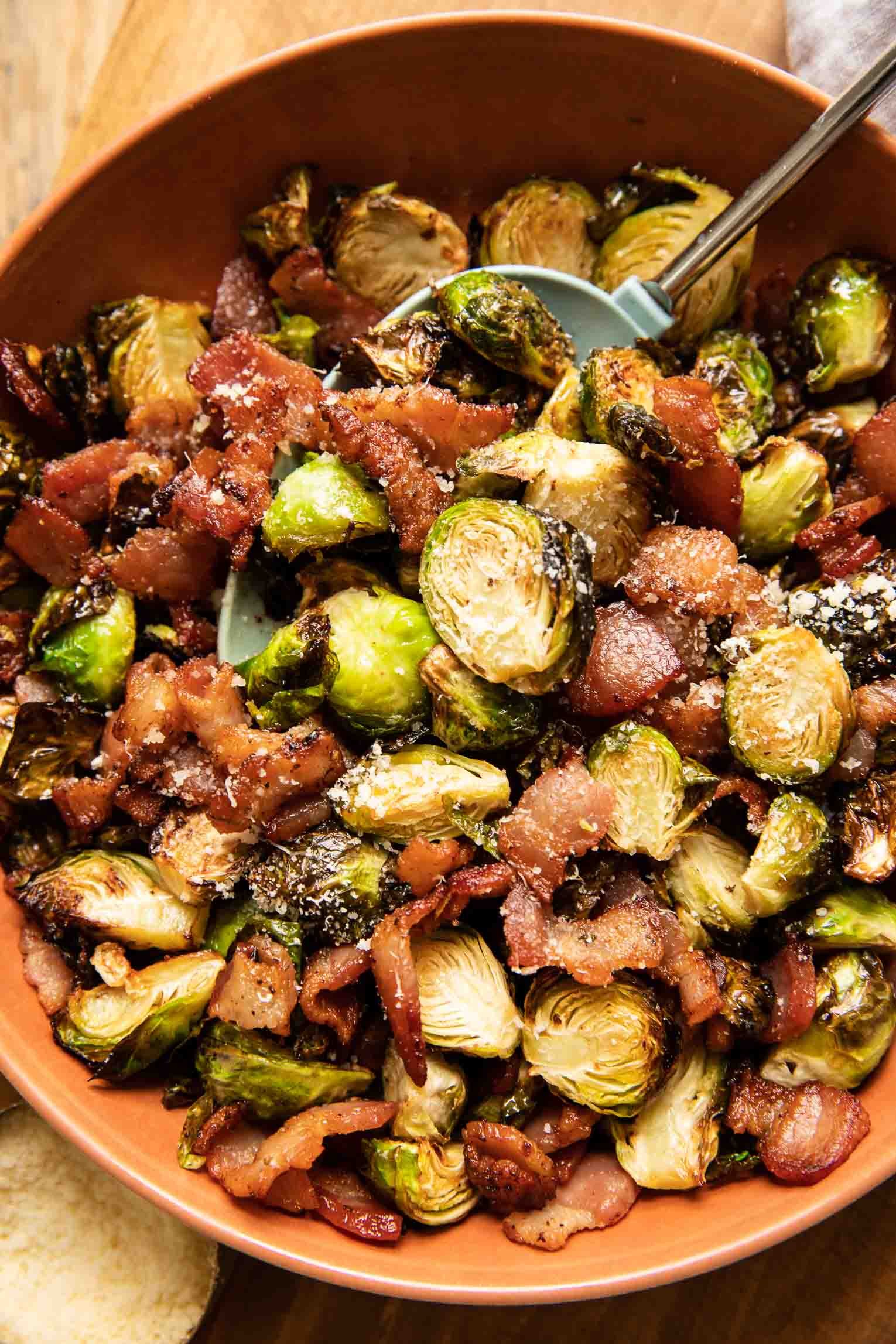 Air-Fryer Honey Brussels Sprouts With Ham