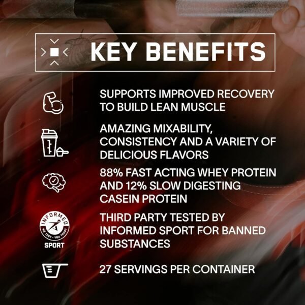 BARE PERFORMANCE NUTRITION, BPN Whey Protein + Casein Protein Powder Blend, Cinnamon Roll 25g Protein per Serving Supports Lean Muscle Recovery, 27 Servings, Third Party Tested