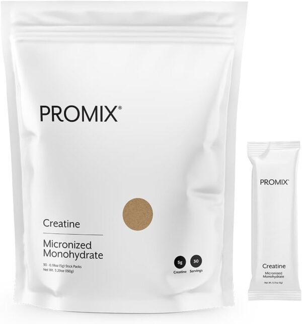 Promix Creatine Monohydrate Stick Packs | 5g of Micronized Creatine | Supports Muscle Growth & Recovery - 30 Count