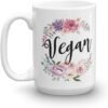 Vegan Mug | Gift For Vegan | Healthy Lifestyle Mug | Floral Vegan Mug | Animal Friends | Healthy Eating | Vegan Gift | Vegan AF Mug | Vegetable Mug | Special Diet | Vegetarian Mug | Vegan Diet (15oz)