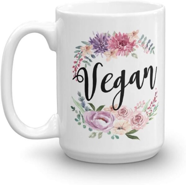 Vegan Mug | Gift For Vegan | Healthy Lifestyle Mug | Floral Vegan Mug | Animal Friends | Healthy Eating | Vegan Gift | Vegan AF Mug | Vegetable Mug | Special Diet | Vegetarian Mug | Vegan Diet (15oz)