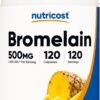 Nutricost Bromelain 500mg, 120 Vegetarian Capsules - Bromelain (1200 GDU), Non-GMO, Gluten Free