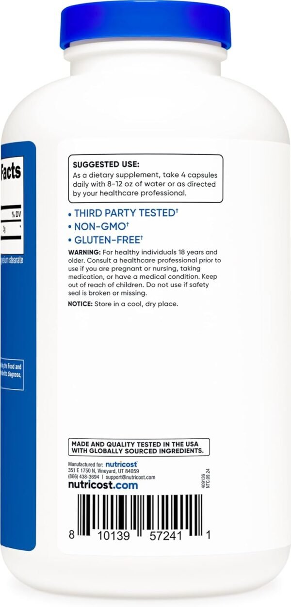 Nutricost Micronized Creatine Monohydrate 3,000mg 500 Capsules, 125 Servings, 750mg of Creatine Monohydrate Per Capsule