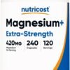 Nutricost Magnesium+ Extra Strength 420mg, 240 Capsules - 120 Servings. Magnesium Oxide and Glycinate - Non-GMO, Gluten Free, Vegan Friendly