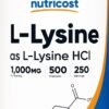 Nutricost L-Lysine 1000mg Per Serving, 250 Servings, 500 Capsules - Gluten Free, Non-GMO, 500mg Per Capsule