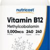 Nutricost Vitamin B12 (Methylcobalamin) 5000mcg, 240 Capsules - Vegetarian Caps, Non-GMO, Gluten Free B12 Supplement