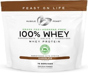 Muscle Feast 100% Grass-Fed Whey Protein, Pastured Raised Hormone Free All Natural, Chocolate, 5lb