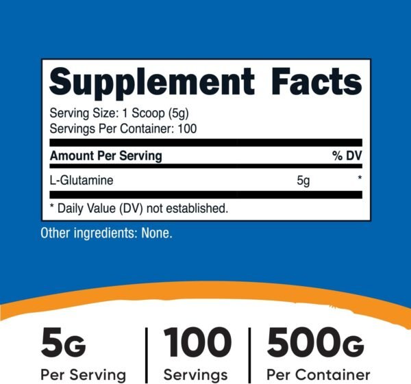 Nutricost L-Glutamine Powder (500 Grams) Unflavored - Gluten Free & Non-GMO, 100 Servings