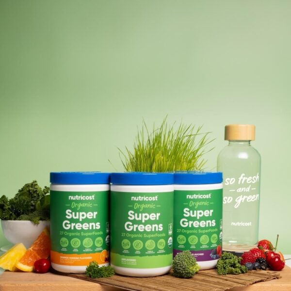 Nutricost Organic Super Greens Powder (30 Servings) Orange Sunrise Flavor - Superfood Supplement Drink Mix