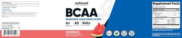 Nutricost BCAA Powder 2:1:1 (Watermelon) - 60 Servings