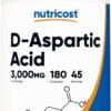 Nutricost D-Aspartic Acid (DAA) Capsules 3000mg Per Serving (180 Capsules) - Non-GMO