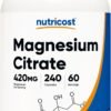 Nutricost Magnesium Citrate 420mg, 240 Veggie Capsules - 60 Servings, Gluten Free, Non-GMO, Vegetarian Friendly