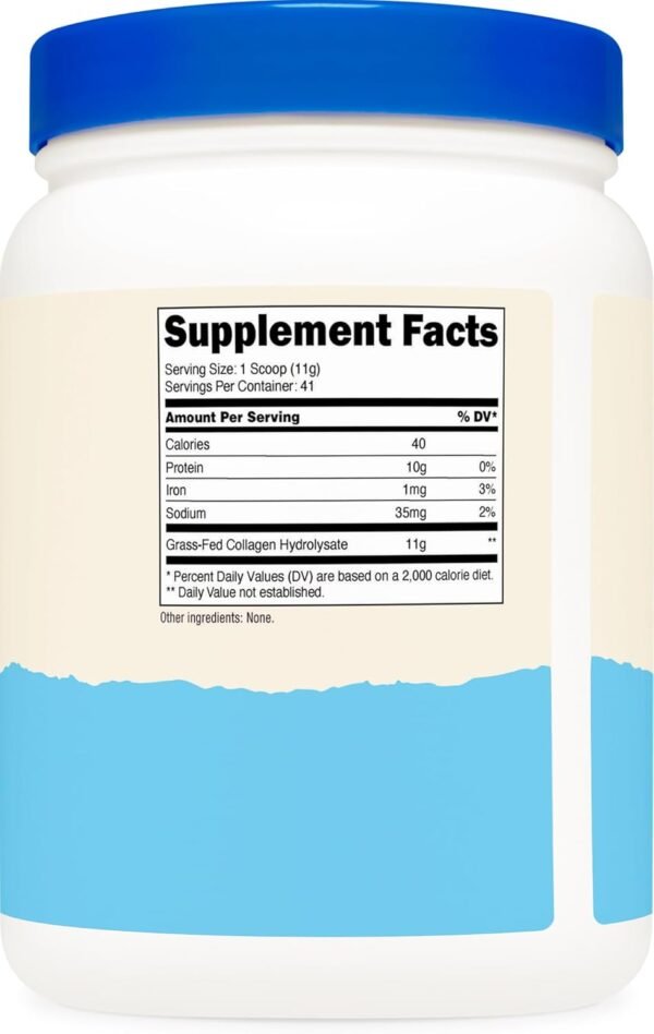 Nutricost Grass-Fed Collagen Powder 1LB (454 G) - Bovine Collagen Hydrolysate (Unflavored) - Collagen Peptides