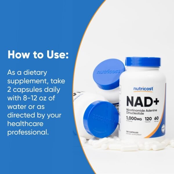 Nutricost NAD+ Supplement 1,000mg per Serving,120 Capsules (Nicotinamide Adenine Dinucleotide) - 60 Servings, Gluten-Free, Vegan
