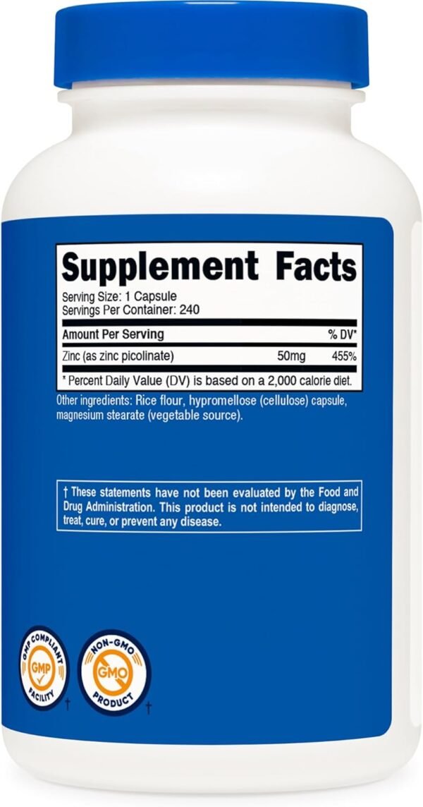 Nutricost Zinc Picolinate 50mg, 240 Vegetarian Capsules - Gluten Free and Non-GMO (240 Caps)