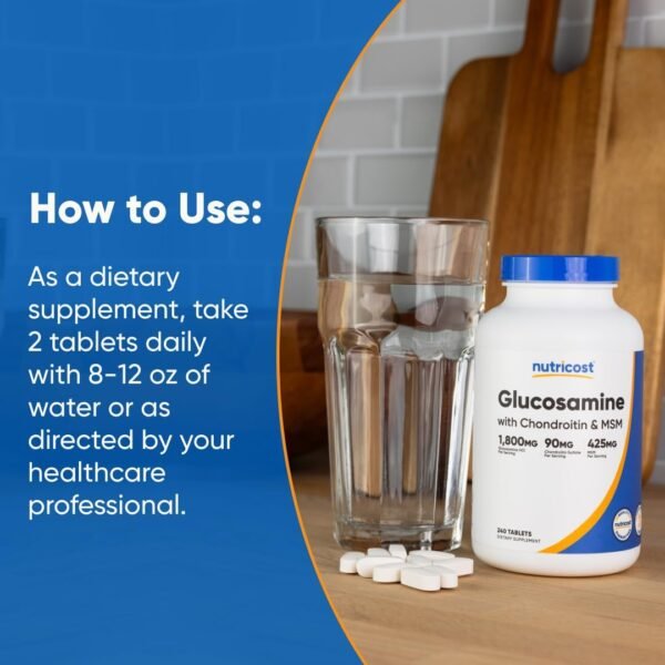 Nutricost Glucosamine 1800mg with Chondroitin & MSM, 240 Tablets, 120 Servings - Joint Support Formula - Non-GMO, Gluten Free