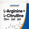 Nutricost L-Arginine L-Citrulline Complex 750mg, 240 Capsules - Non-GMO