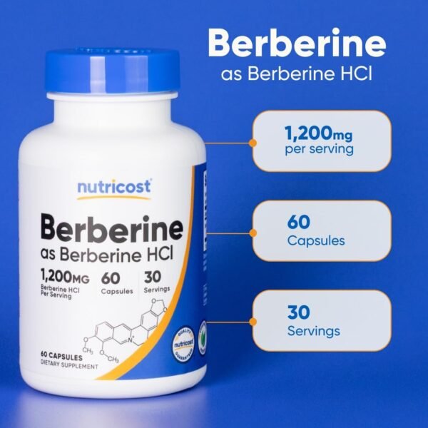 Nutricost Berberine HCl 600mg, 60 Vegetarian Capsules - Gluten Free & Non-GMO