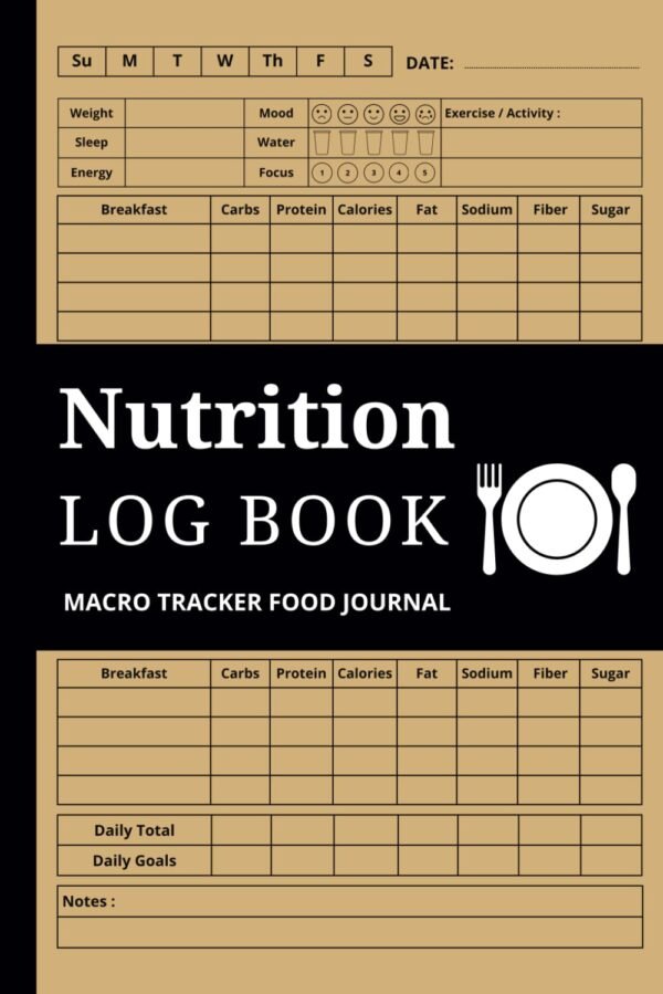 Nutrition Log Book & Macro Tracker Food Journal: Daily Food Intake Log For Keeping Track Of Your Meals, Carbs, Fat, Protein, Sugar, Sodium, Fiber And Calorie Counter For Weight Loss