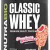 NutraBio Classic Whey Protein Powder Supplement - 25g of Protein Per Scoop - Full-Spectrum Amino Acid Profile with No Fillers, Artificial Colors, or Preservatives - Strawberry Shortcake, 2 Pounds