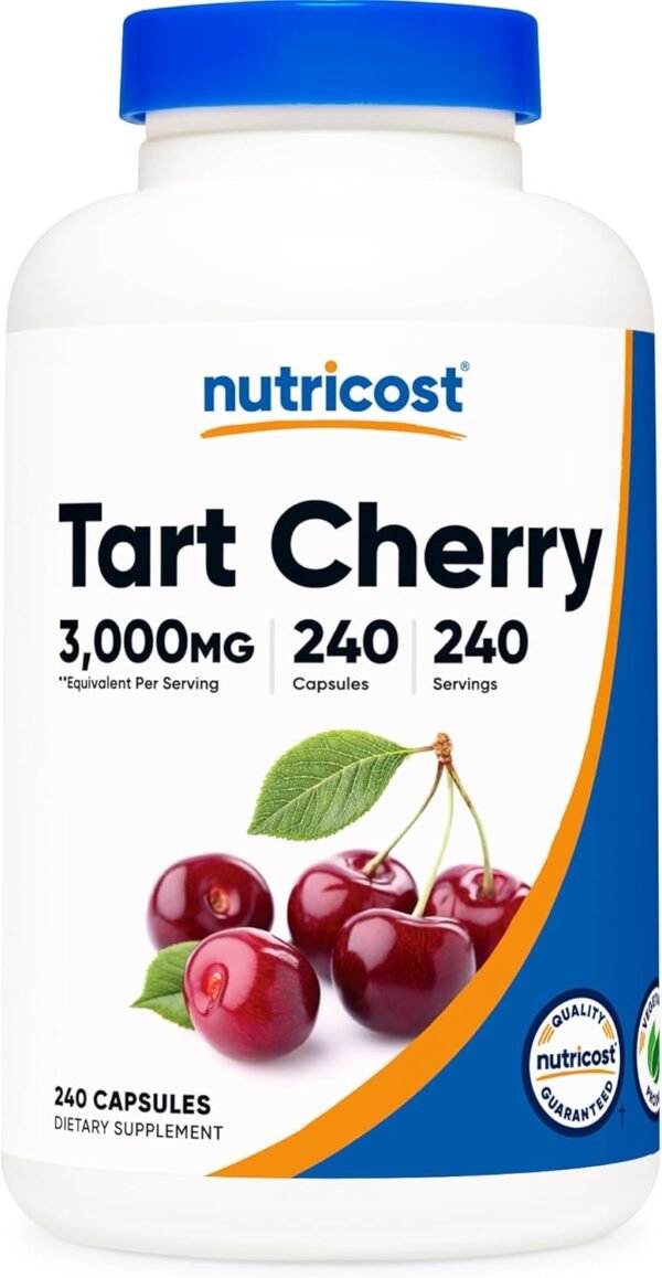 Nutricost Tart Cherry Extract 3000mg Equivalent (from 300mg of 10:1 Extract), 240 Vegetarian Capsules - Gluten Free, Non-GMO