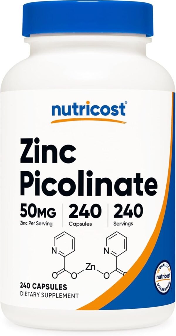 Nutricost Zinc Picolinate 50mg, 240 Vegetarian Capsules - Gluten Free and Non-GMO (240 Caps)