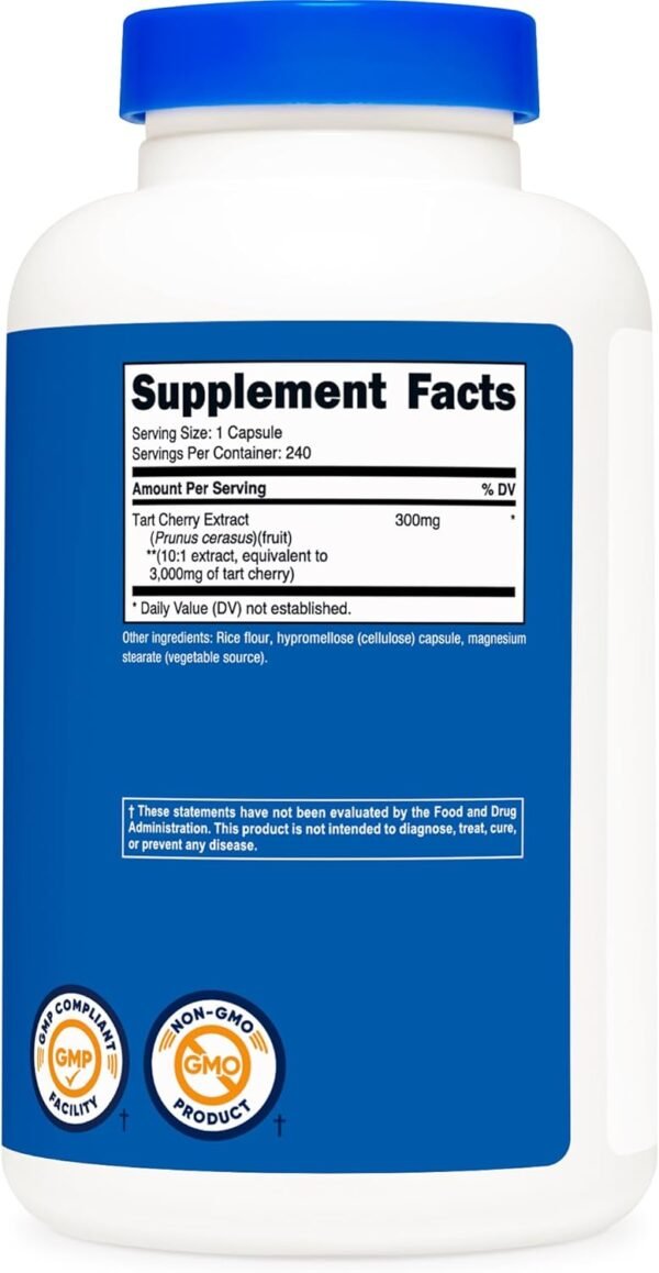 Nutricost Tart Cherry Extract 3000mg Equivalent (from 300mg of 10:1 Extract), 240 Vegetarian Capsules - Gluten Free, Non-GMO