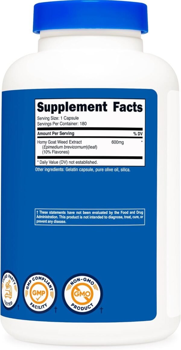 Nutricost Horny Goat Weed Extract (Epimedium) - 180 Capsules, 180 Servings, 600mg Per Capsule