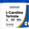 Nutricost L-Carnitine Tartrate Powder (100 Grams) - 1 Gram per Serving; 100 Servings