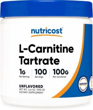 Nutricost L-Carnitine Tartrate Powder (100 Grams) - 1 Gram per Serving; 100 Servings