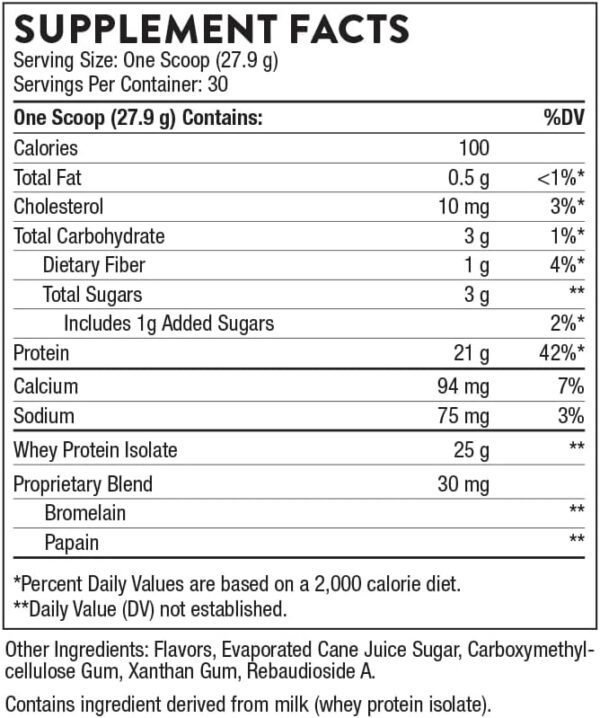 THORNE Whey Protein Isolate - 21 Grams of Easy-to-Digest Whey Protein Powder - NSF Certified for Sport - Vanilla Flavored - 29.5 Ounces - 30 Servings