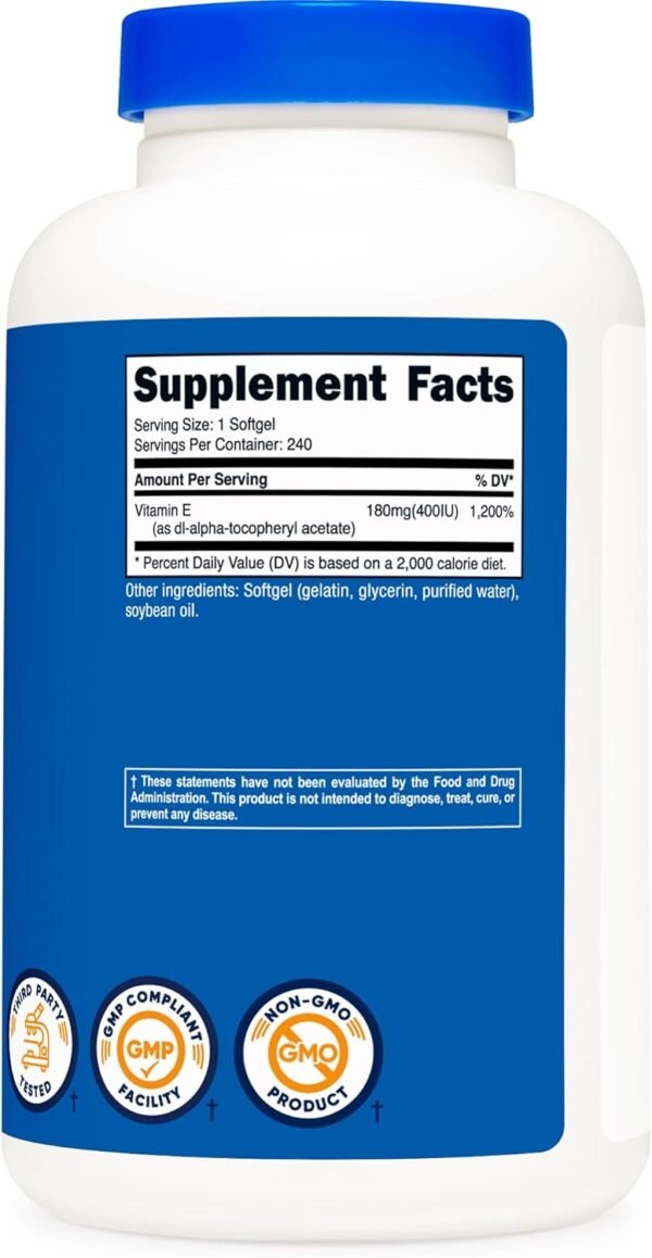 Nutricost Vitamin E 400 IU, 240 Softgel Capsules - Gluten Free, Non-GMO