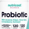 Nutricost Probiotic for Women 10 Billion CFU, 120 Capsules - Complex with Acacia Fiber, Uva Ursi & Cranberry Extract, Non-GMO & Gluten Free