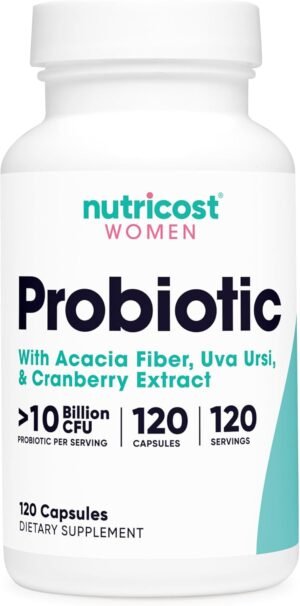 Nutricost Probiotic for Women 10 Billion CFU, 120 Capsules - Complex with Acacia Fiber, Uva Ursi & Cranberry Extract, Non-GMO & Gluten Free