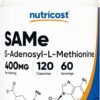 Nutricost SAM-e (S-Adenosyl-L-Methionine) 400mg Per Serving, 60 Servings, 200mg Per Capsule, 120 Capsules - Non-GMO, Gluten Free SAMe, Vegetarian