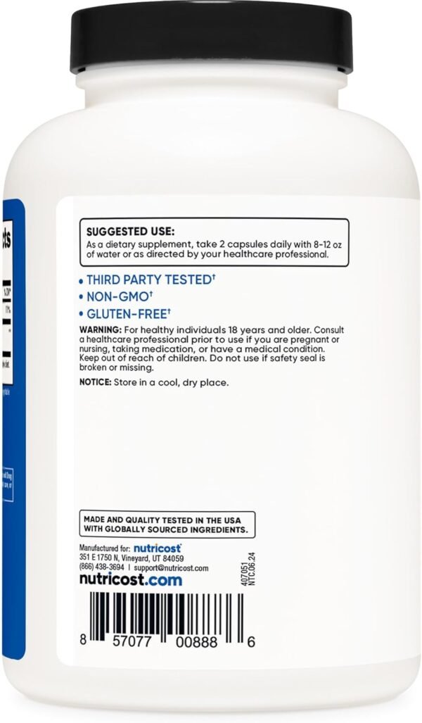 Nutricost HMB (Beta-Hydroxy Beta-Methylbutyrate) 1000mg (240 Capsules) - 500mg Per Capsule, 120 Servings - Gluten Free and Non-GMO