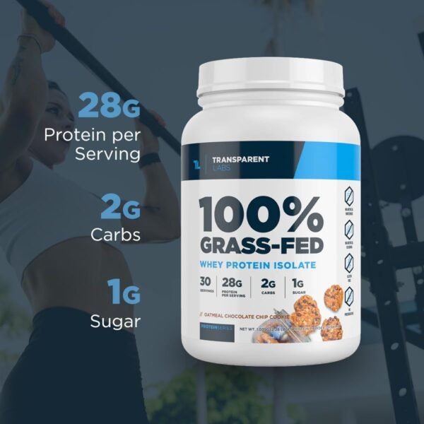 Transparent Labs Grass-Fed Whey Protein Isolate - Naturally Flavored, Gluten Free Whey Protein Powder with 28g of Protein per Serving & 9 Amino Acids - 30 Servings, French Vanilla