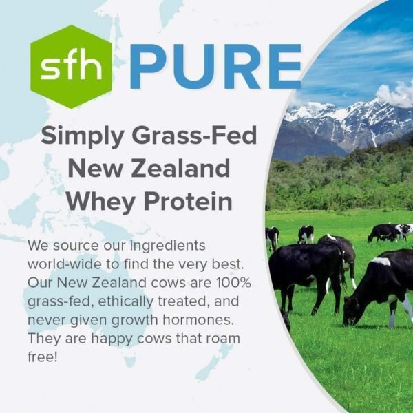 SFH Pure Whey Protein Powder (Chocolate) Best Tasting Grass Fed Whey | All Natural | Non-GMO, No Artificials, Soy Free, Gluten Free | (Chocolate, 31.6 Ounce (Pack of 1)