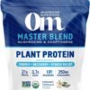 OM MUSHROOM SUPERFOOD Master Blend Plant-Based Protein Powder, 18.27 Ounce, 16 Servings, Creamy Vanilla Protein with 10 Mushroom Complex, Lions Mane, Adaptogens for Optimal Health and Recovery