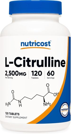 Nutricost L-Citrulline 2500mg Per Serving, 60 Servings, 1250mg Per Tablet, 120 Tabs - Non-GMO and Gluten Free Supplement