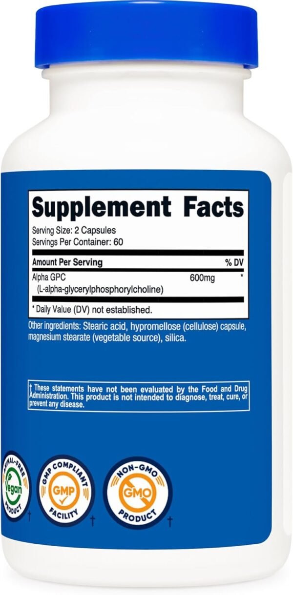 Nutricost Alpha GPC 600mg, 120 Vegetarian Capsules - Non-GMO and Gluten Free, 300mg Per Capsule