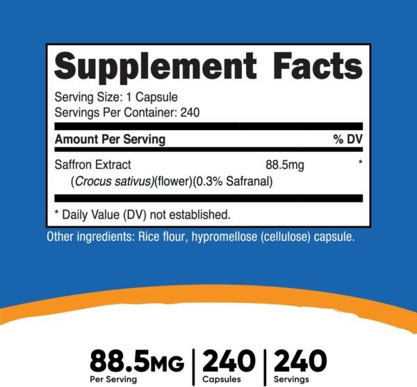 Nutricost Saffron Extract 88.5mg, 240 Capsules - Veggie Caps, Non-GMO, Gluten Free
