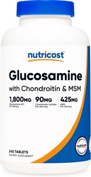 Nutricost Glucosamine 1800mg with Chondroitin & MSM, 240 Tablets, 120 Servings - Joint Support Formula - Non-GMO, Gluten Free
