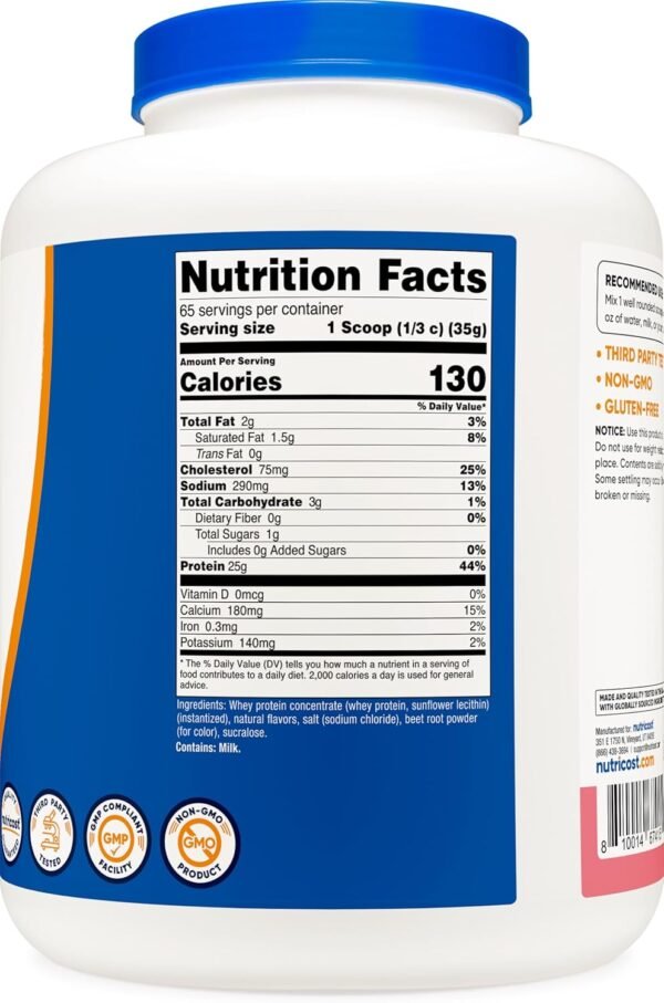 Nutricost Whey Protein Concentrate (Strawberry Milkshake) 5LBS - Gluten Free & GMO Free