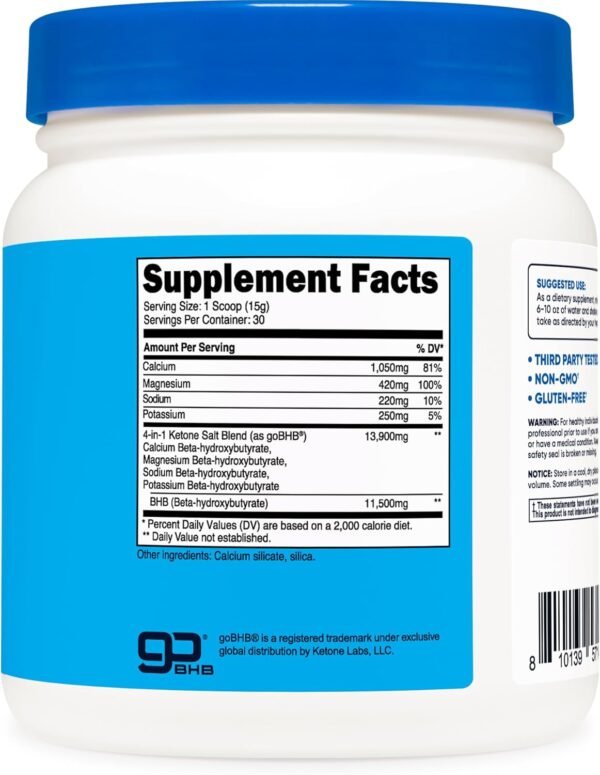 Nutricost Keto BHB Exogenous Ketones 4-in-1 (30 Servings) 12g Beta-Hydroxybutyrate (BHB) Per Serving, (Unflavored) - Ketone Salts