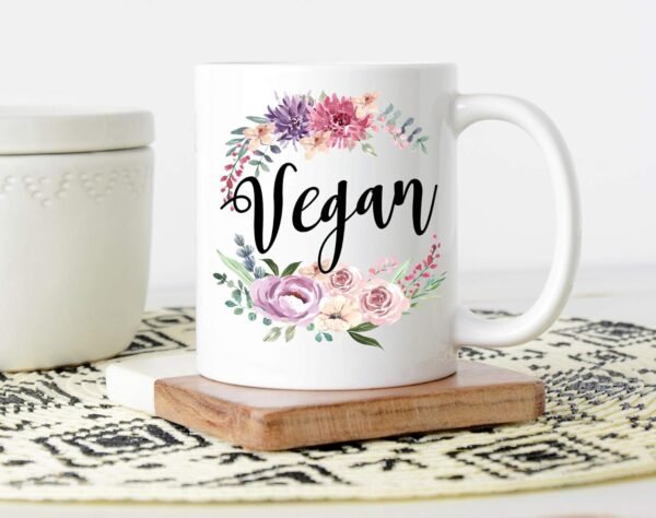 Vegan Mug | Gift For Vegan | Healthy Lifestyle Mug | Floral Vegan Mug | Animal Friends | Healthy Eating | Vegan Gift | Vegan AF Mug | Vegetable Mug | Special Diet | Vegetarian Mug | Vegan Diet (15oz)